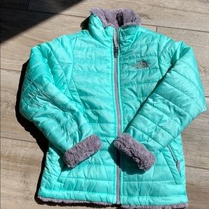 North Face mossbud jacket mint/gray reversible